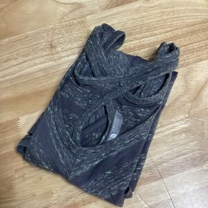 Ladies The North Face‎ Gray Stripe Cutout Keyhole Cross Back Tank Top Size Small